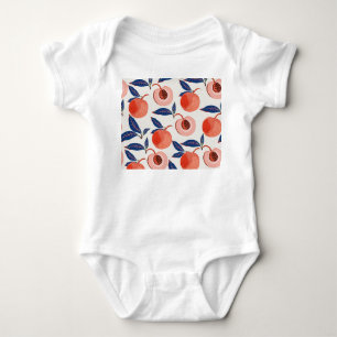 Peaches Apricot Leaves Cream Background Baby Bodysuit