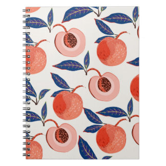 Peaches Apricot Leaves Cream Background Notebook