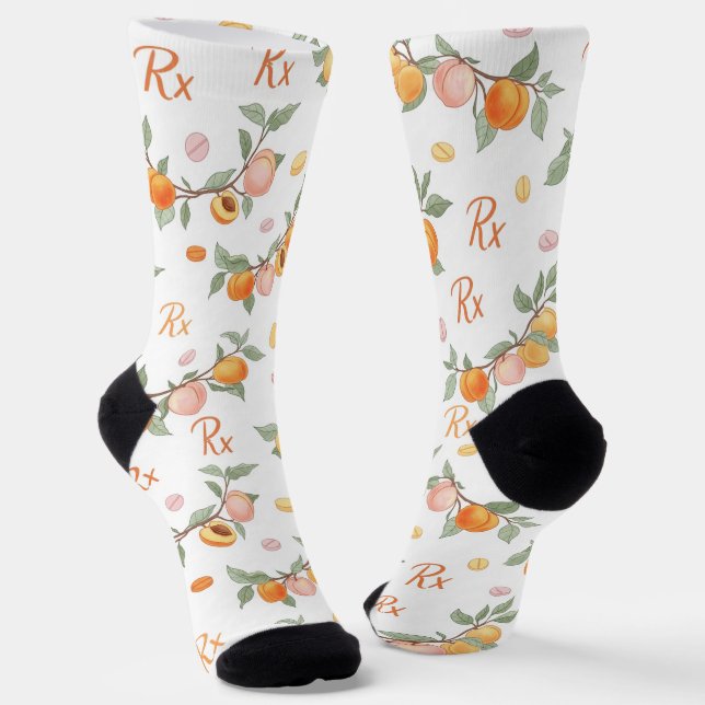Peaches, Apricots & Pills Pharmacy Socks (Angled)