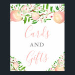 Peaches Baby Bridal Shower Cards and Gifts Poster<br><div class="desc">Watercolor Sweet Peaches Baby or Bridal Shower or birthday sign.</div>