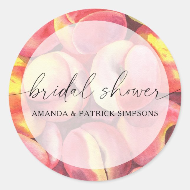 Peaches - Bridal shower Classic Round Sticker (Front)