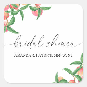 Peaches - Bridal shower Square Sticker