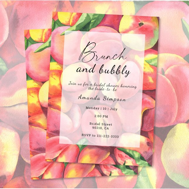 Peaches - Brunch and bubbly bridal shower Invitation (Creator Uploaded)