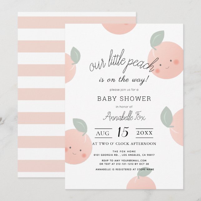 Peaches & Cream Cute Kawaii Baby Shower Invitation (Front/Back)