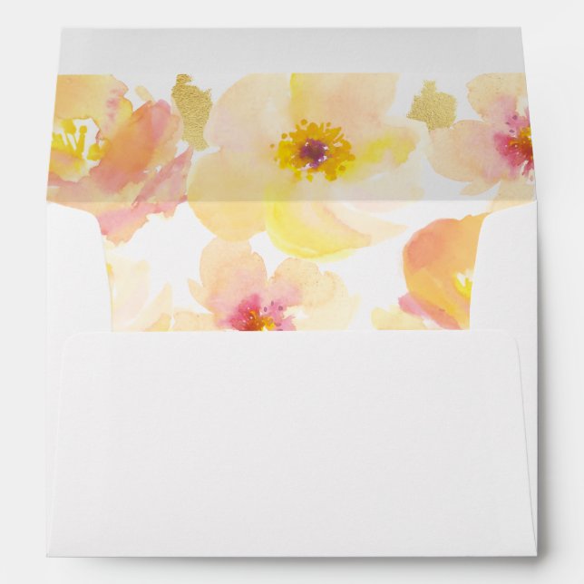 Peaches Cream Gold Frame Photo Wedding Invitation Envelope (Back (Bottom))