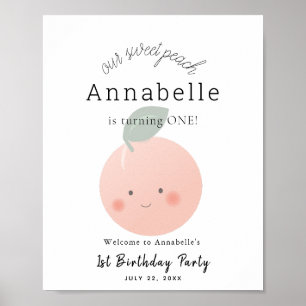 Peaches & Cream Kawaii Girl Birthday Welcome Sign