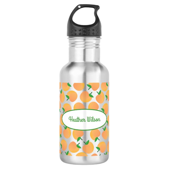 Peaches Cute Kids Water Bottle with Name (Front)