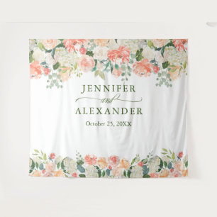 Peaches Floral Extra-Large Photo Booth Backdrop Tapestry