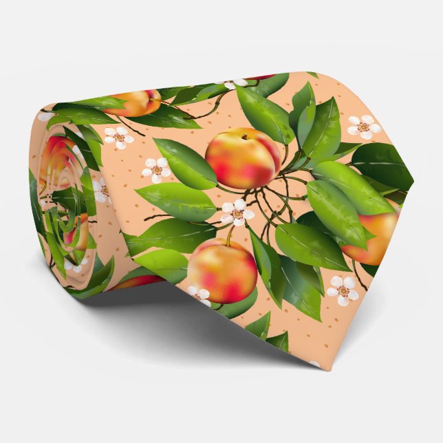 Peaches Fruit Floral Tie (Rolled)