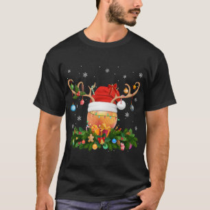 Peaches Fruit Lover Reindeer Santa Hat Peaches Chr T-Shirt