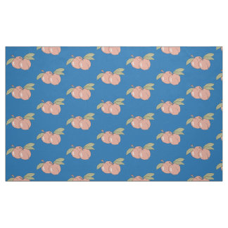 Peaches Fruit Pattern Blue Fabric