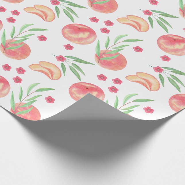 peaches fruit personalised fruit flowers garden wrapping paper (Corner)