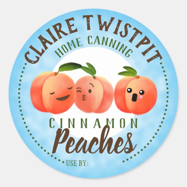 Peaches fruit pie filling jam home canning label (Front)