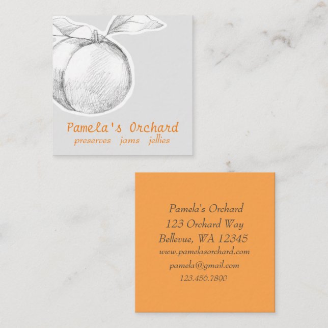 Peaches Fruit Tree Orchard Preserves Jams Jellies  Square Business Card (Front/Back)