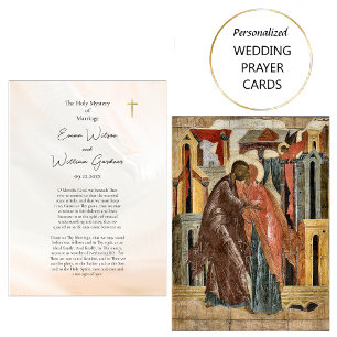 Peaches Grey Textured Orthodox Wedding Prayer Card