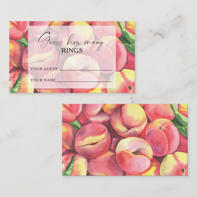Peaches - guess how many RINGS bridal game Enclosure Card (Front/Back)