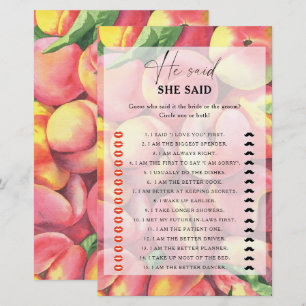 Peaches - He said she said bridal shower game