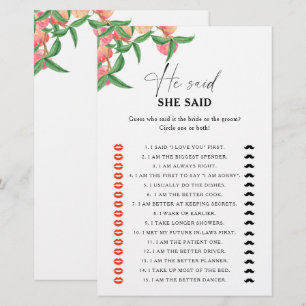 Peaches - He said she said bridal shower game