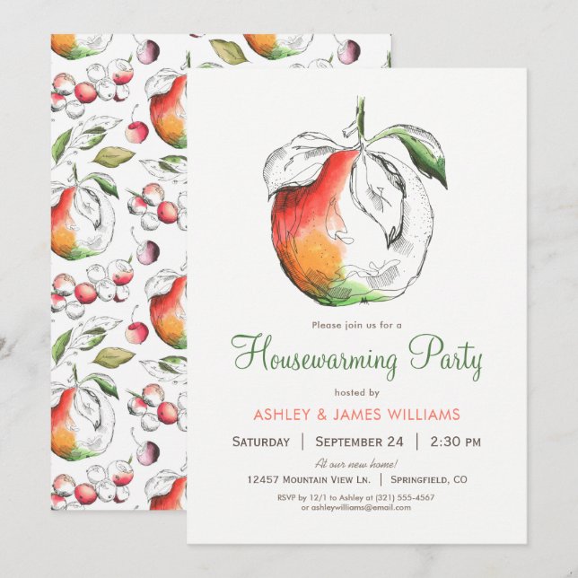 Peaches Housewarming Party Invitation (Front/Back)
