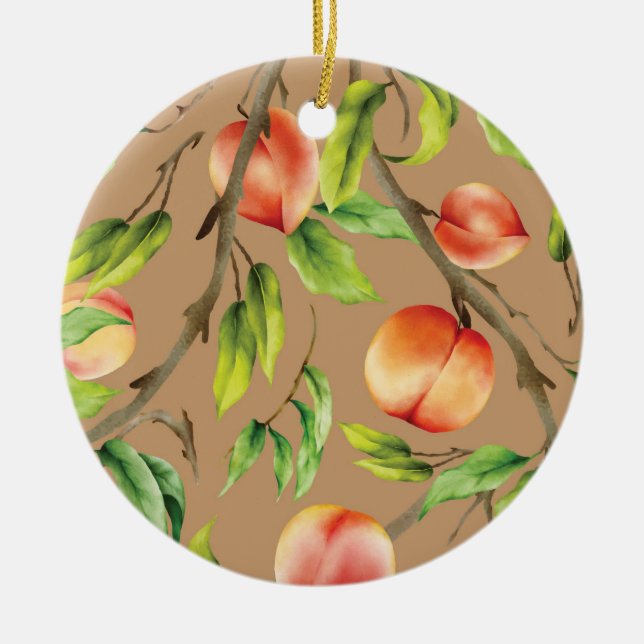 Peaches on the tree ceramic tree decoration (Front)