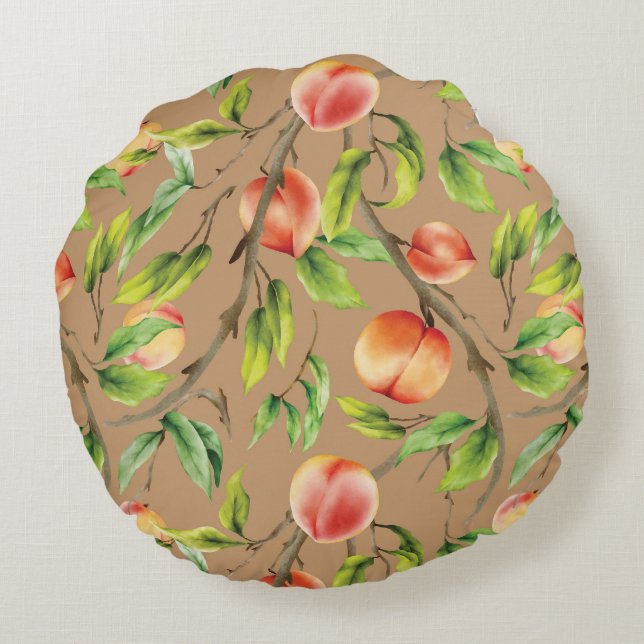 Peaches on the tree round cushion (Back)
