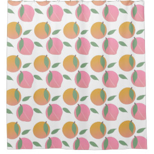 Peaches Orange Fruit Pink Pattern Shower Curtain