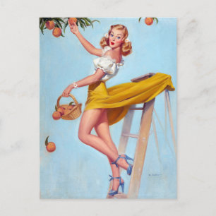 Peaches Pin Up Postcard
