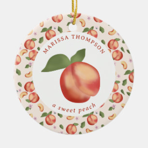 Peaches Sweet Peach Baby Girl Ceramic Tree Decoration