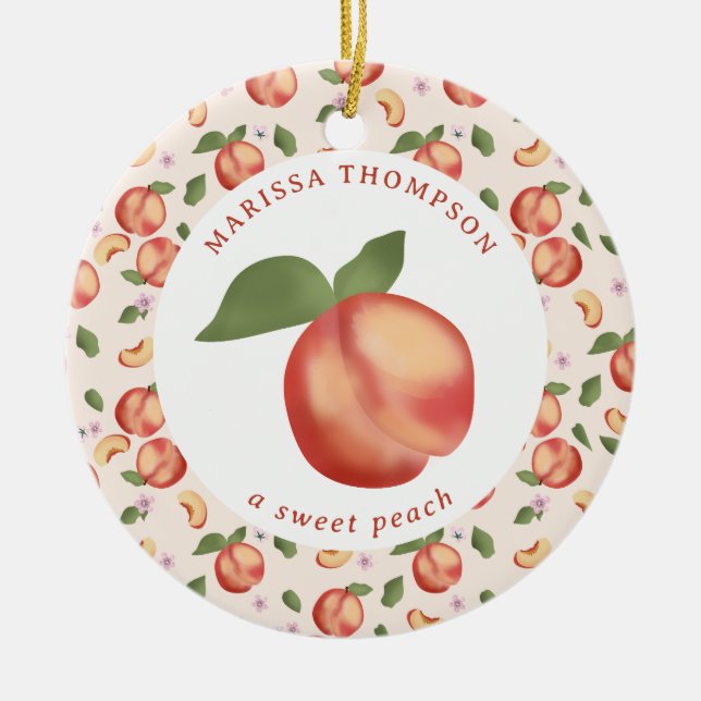 Peaches Sweet Peach Baby Girl Ceramic Tree Decoration (Front)