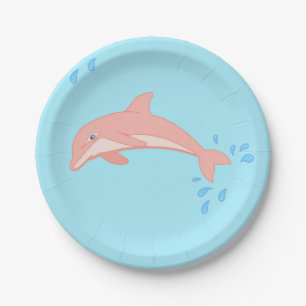 Peaches the Pink Dolphin Paper Plate