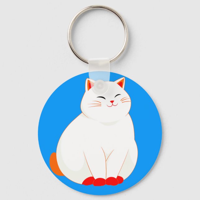 Peaches, the Smiling Cat Key Ring (Front)