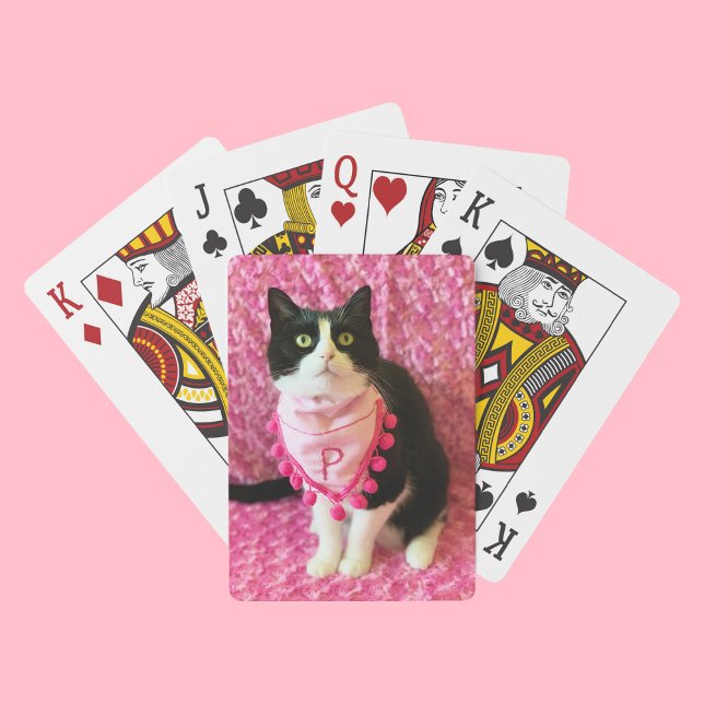 Peaches the Tuxedo Cat Pink Bandanna Playing Cards (Creator Uploaded)