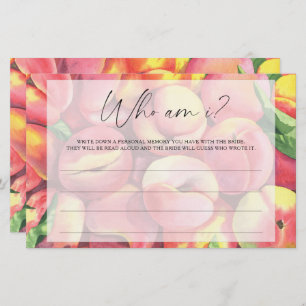 Peaches - Who am I bridal shower game Stationery