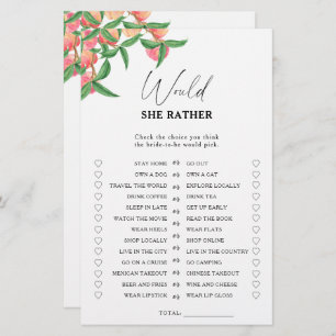 Peaches - Would she rather bridal shower game