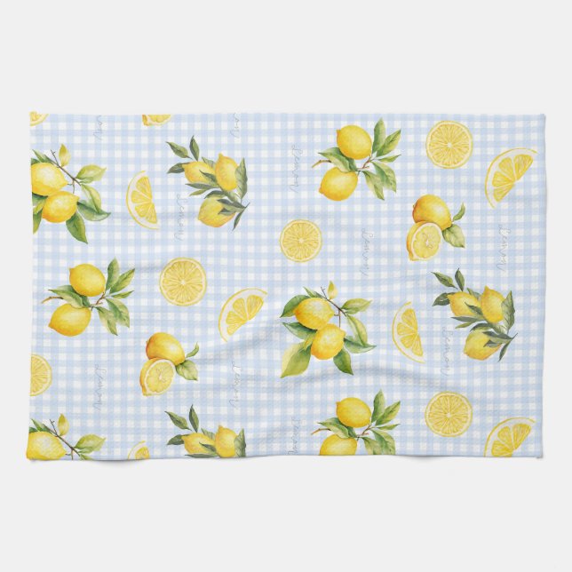 Peachify Lemon Gingham Tea Towel (Horizontal)