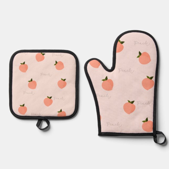 Peachify Peach  Oven Mitt & Pot Holder Set (Front)