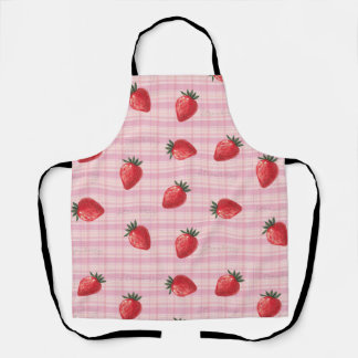 Peachify Strawberry Gingham Apron