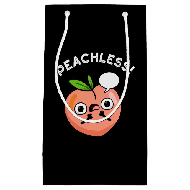 Peachless Funny Fruit Peach Pun Dark BG Small Gift Bag (Front)