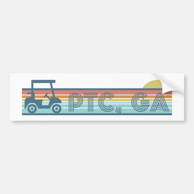 Peachtree City Golf Cart 70s vibe Aesthetic Bumper Sticker (Front)