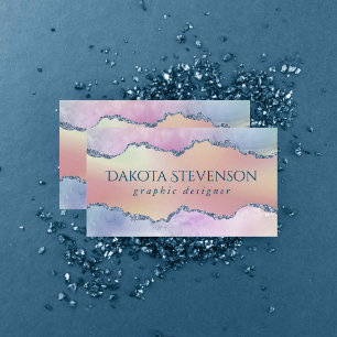 Peachy Agate Pretty Soft Pastel Ombre Branding Business Card