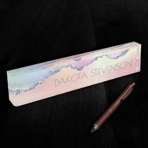 Peachy Agate   Pretty Soft Pastel Ombre Branding Nameplate