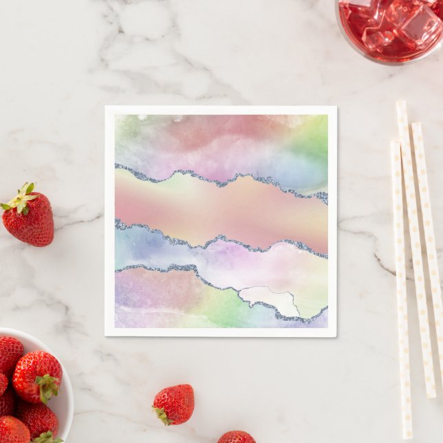 Peachy Agate | Pretty Soft Pastel Watercolor Ombre Napkin (Insitu)