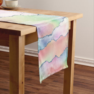 Peachy Agate Pretty Soft Pastel Watercolor Ombre Short Table Runner
