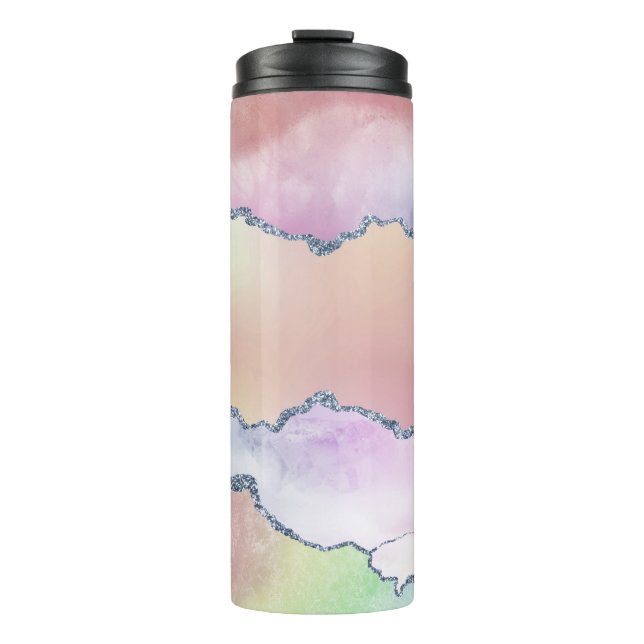 Peachy Agate | Pretty Soft Pastel Watercolor Ombre Thermal Tumbler (Front)