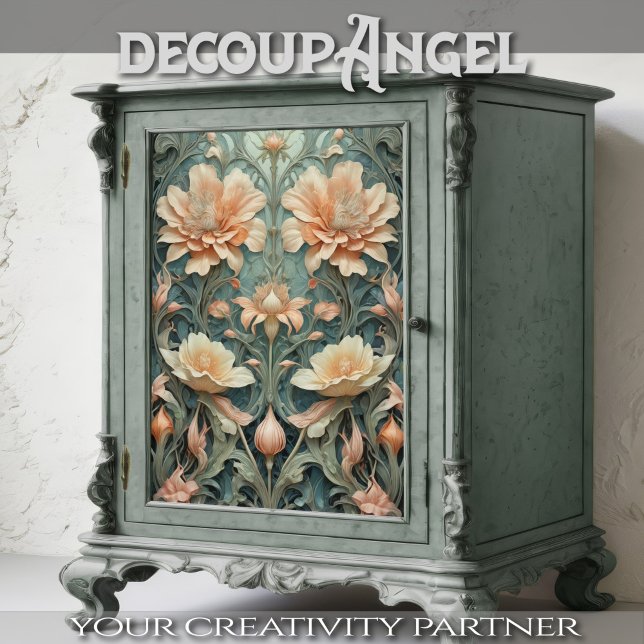 Peachy Aqua Elegance - Decoupage - Tissue Paper (Creator Uploaded)