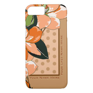 Peachy Azaleas, Polka Dots + Camel_Personalized iPhone 8/7 Case