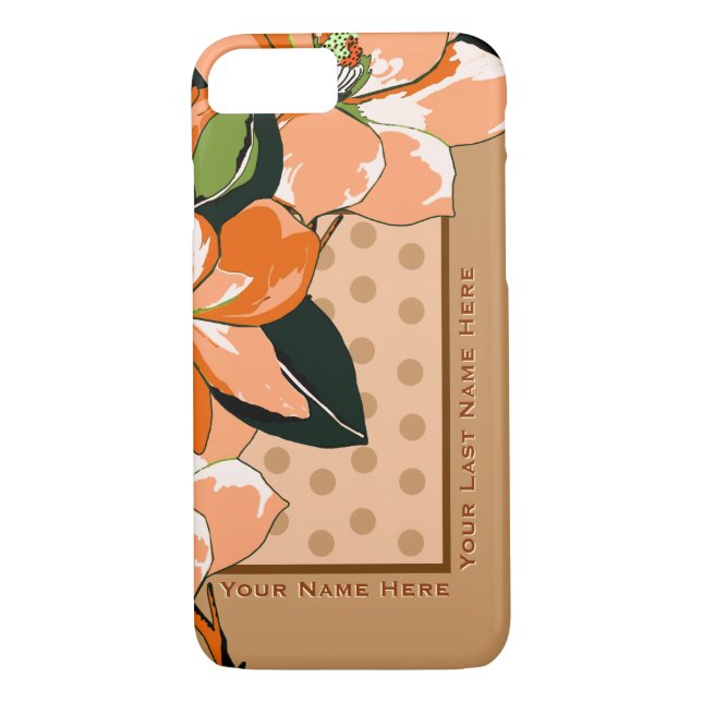 Peachy Azaleas, Polka Dots + Camel_Personalized Case-Mate iPhone Case (Back)