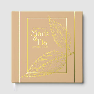 Peachy Beige Gold Wedding Foil Guest Book
