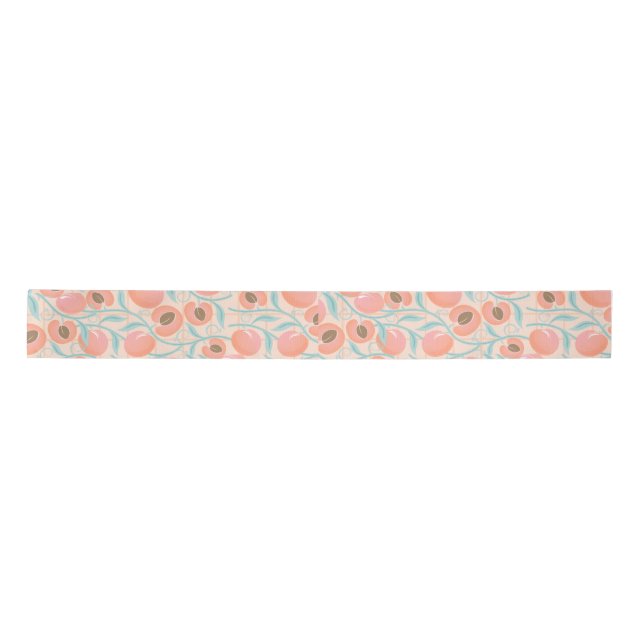 Peachy Blooms Boho Pattern Peach  Satin Ribbon (Front)