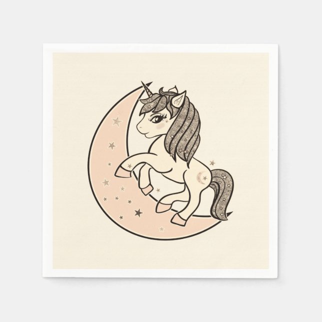 Peachy Blush Pink Celestial Moon Baby Shower Napkin (Front)
